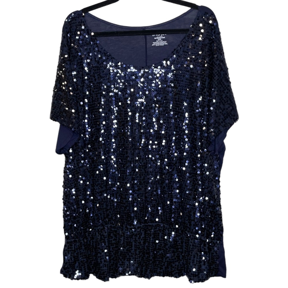 Lane Bryant Sequin Peplum Top  Short Sleeve Size 22/24 NWT